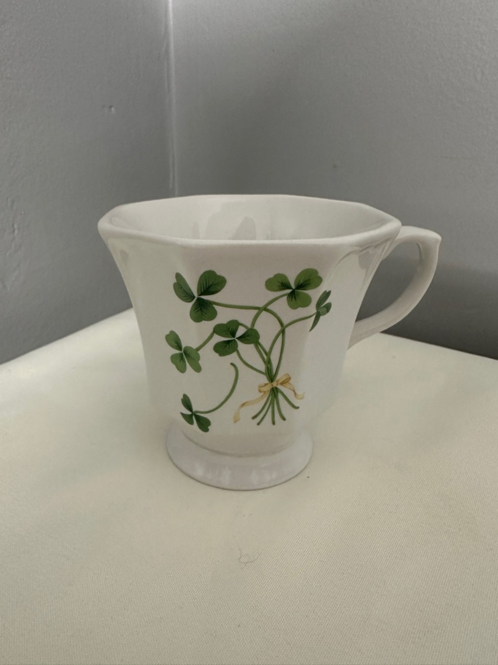Hallmark White Porcelain Clover-Print Pedestal Teacup